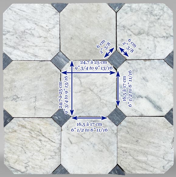 Batch of about 8,5m² of marble flooring with cabochons-7