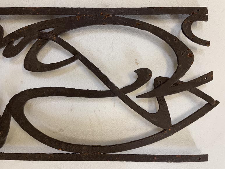 Pair of two iron Art Nouveau elements-7