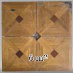Batch of about 6m² of oak parquet flooring with a cross motif intersperses with mahogany