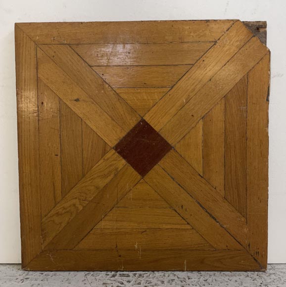 Batch of about 6m² of oak parquet flooring with a cross motif intersperses with mahogany-2