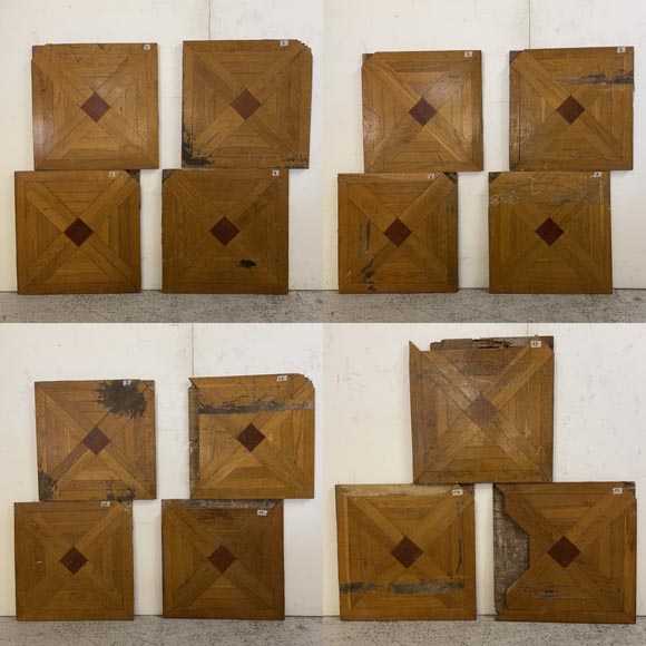 Batch of about 6m² of oak parquet flooring with a cross motif intersperses with mahogany-3