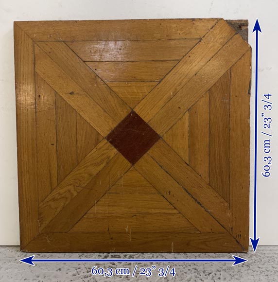 Batch of about 6m² of oak parquet flooring with a cross motif intersperses with mahogany-7