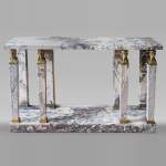 Empire style console in Fleur de Pêcher marble and gilt bronze decorations 