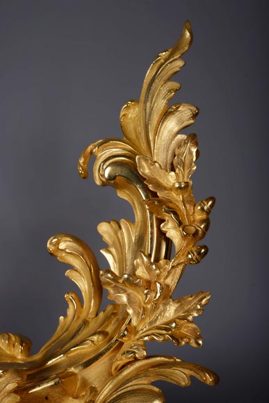 Large Louis XVI style firefender in gilt bronze -4