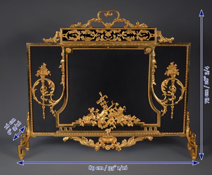 Napoleon III gilt bronze firescreen richly decorated-8