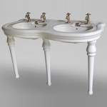 Double washbasin on feet in earthenware