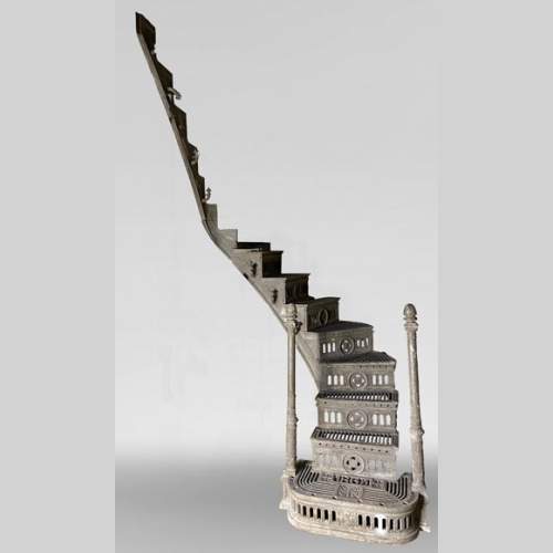 Double Quarter-Turn Staircase and Walkway in Cast Iron and Wrought Iron, 1865  