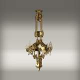 Bronze gilded suspension with glass gemstones. Napoleon III period.