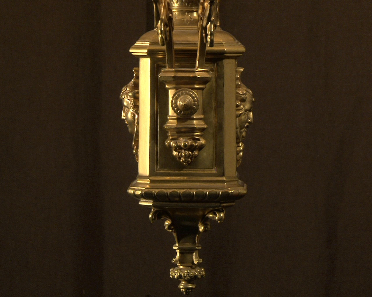Bronze gilded suspension with glass gemstones. Napoleon III period.-17
