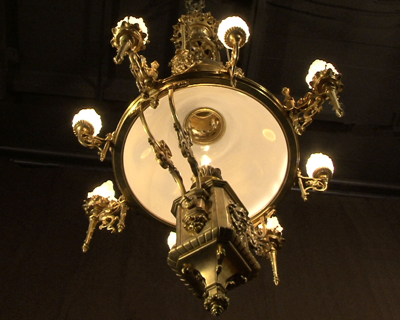 Bronze gilded suspension with glass gemstones. Napoleon III period.-19