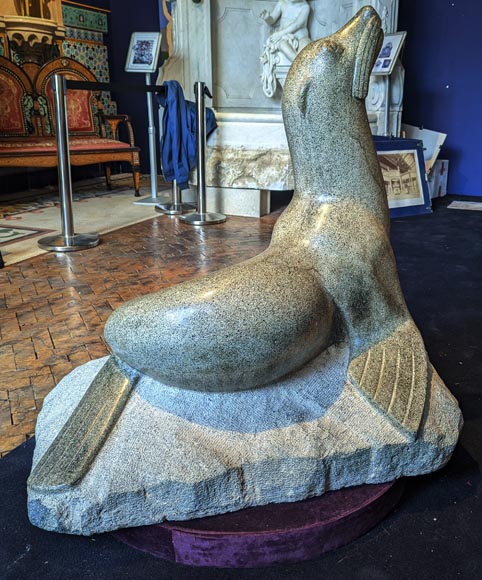 G. Scalet - Sculpture of a sea lion in green Terrazzo-4