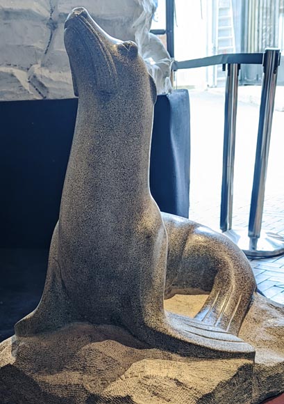 G. Scalet - Sculpture of a sea lion in green Terrazzo-6
