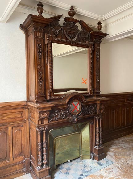 Walnut woodwork with large Napoleon III style fireplace-0