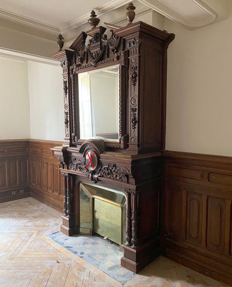 Walnut woodwork with large Napoleon III style fireplace-2