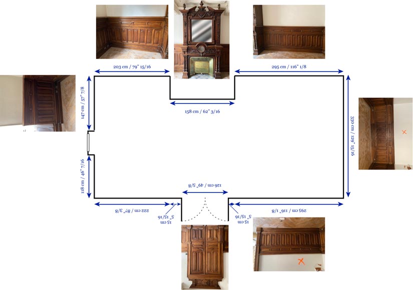 Walnut woodwork with large Napoleon III style fireplace-18