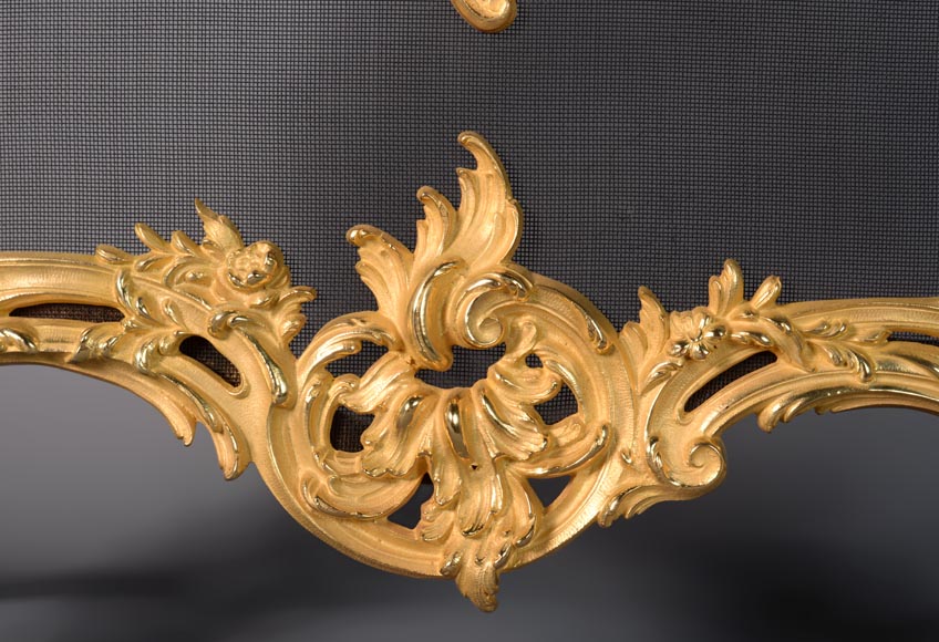 Louis XV style spark screen in gilded bronze-6