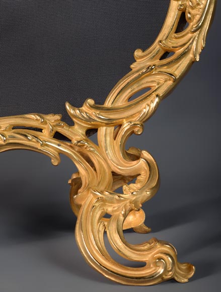 Louis XV style spark screen in gilded bronze-7