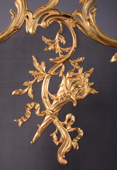  Louis XV style firescreen with torch decoration-1
