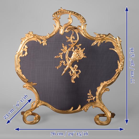  Louis XV style firescreen with torch decoration-9