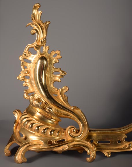 Beautiful Louis XV style gilt bronze fire fender-2