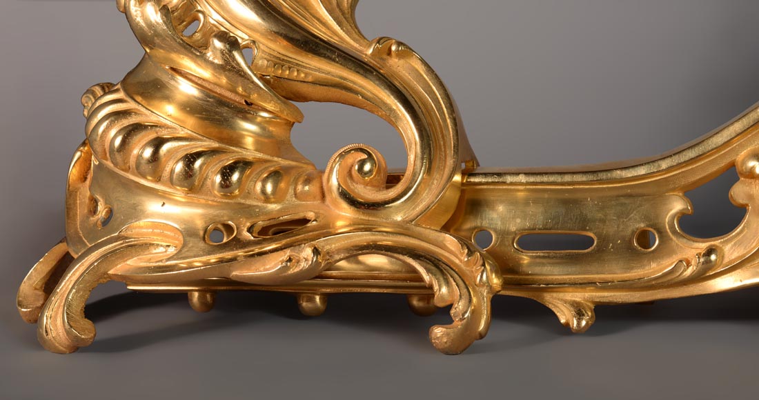 Beautiful Louis XV style gilt bronze fire fender-3
