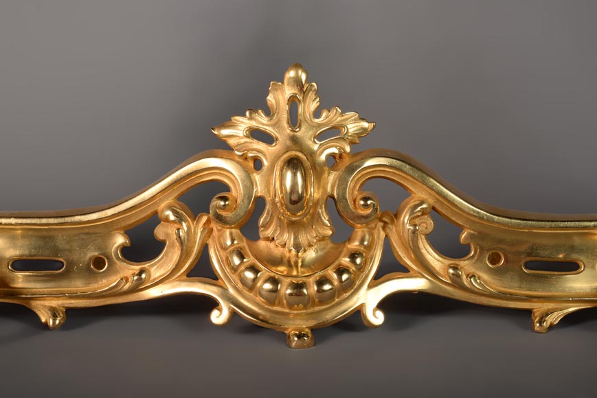 Beautiful Louis XV style gilt bronze fire fender-4