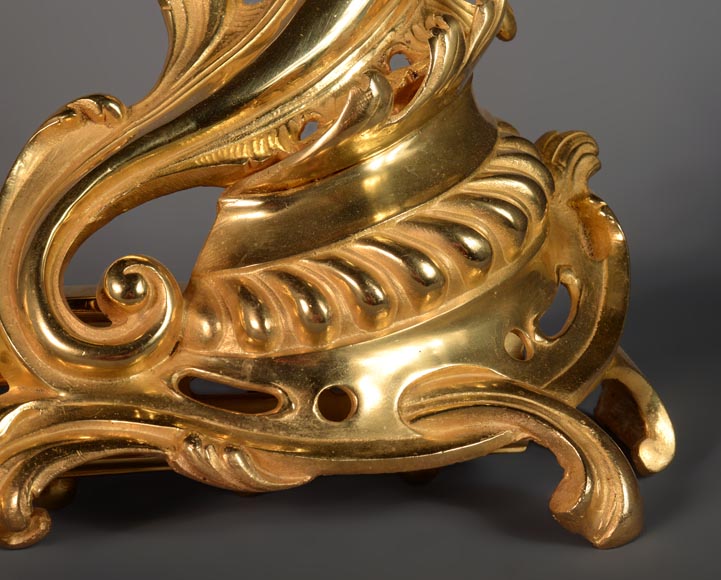 Beautiful Louis XV style gilt bronze fire fender-6