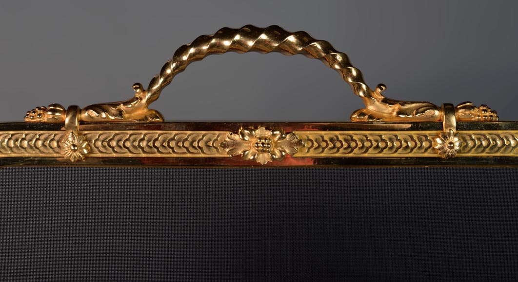 Gilded bronze firescreen with angel decoration-2