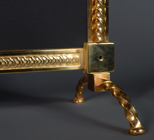 Gilded bronze firescreen with angel decoration-6