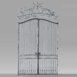 Wrought iron double panel gate with spikes