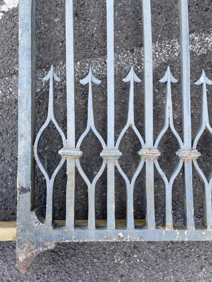 Wrought iron double panel gate with spikes-10