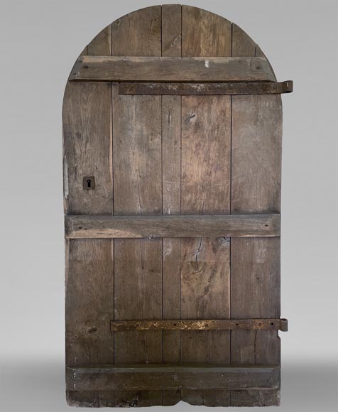 Oak door with rounded top from the 18th century-0