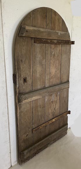 Oak door with rounded top from the 18th century-1