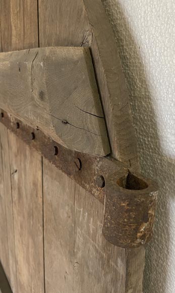 Oak door with rounded top from the 18th century-5