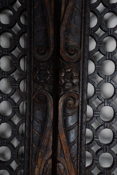 17th century Spanish double door in fruitwood-5