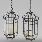 Two large Napoleon III style bronze lanterns