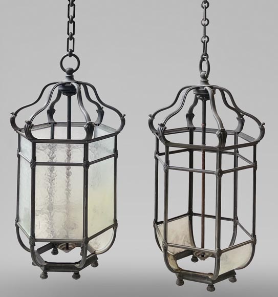 Two large Napoleon III style bronze lanterns-0