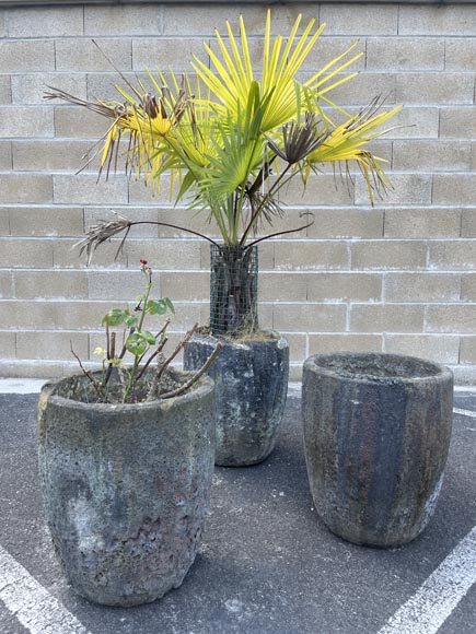 Three garden vases from stoneware crucible-1