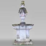 Regence style garden fountain with double basin in stone