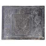 Antique cast iron fireback with the French coat of arms of the 18th century