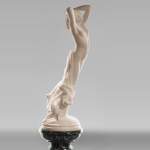 One Hour of the Night, marble sculpture signed J. Pollet with its column