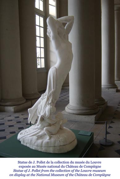 One Hour of the Night, marble sculpture signed J. Pollet with its column-1