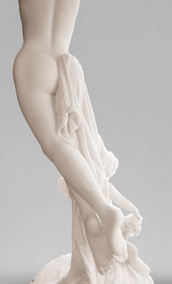 One Hour of the Night, marble sculpture signed J. Pollet with its column-11