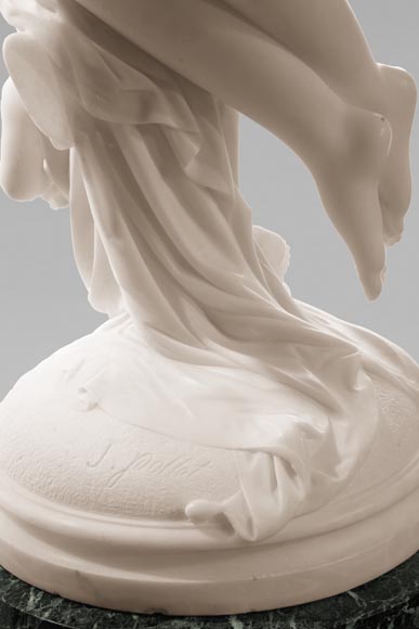 One Hour of the Night, marble sculpture signed J. Pollet with its column-12