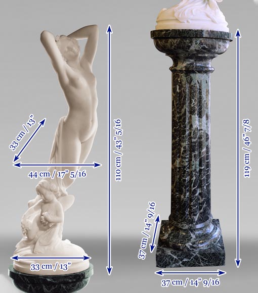 One Hour of the Night, marble sculpture signed J. Pollet with its column-17
