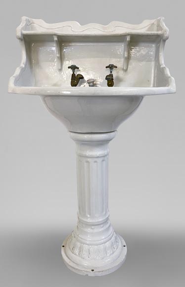 Earthenware washbasin on column, 19th century-0