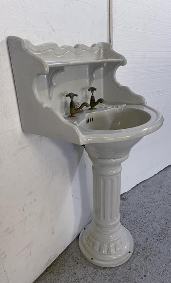 Earthenware washbasin on column, 19th century-1