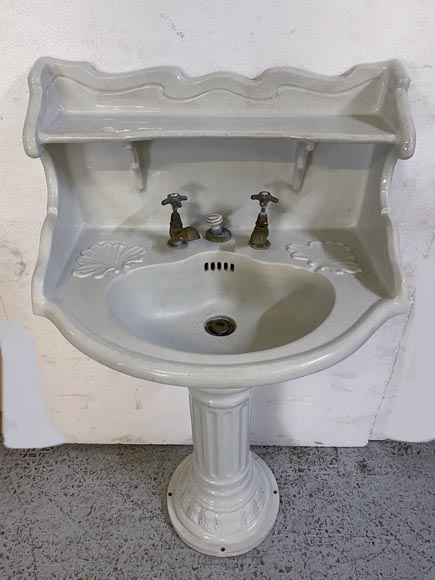 Earthenware washbasin on column, 19th century-2