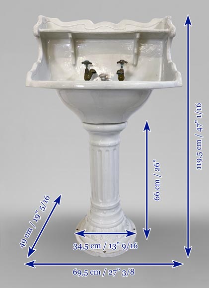 Earthenware washbasin on column, 19th century-9