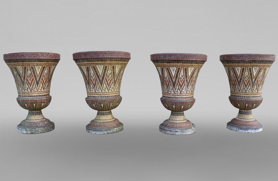 Four mosaic garden vases-0